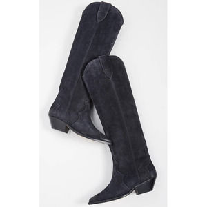 Isabel Marant Suede Denvee Boots in Faded Black